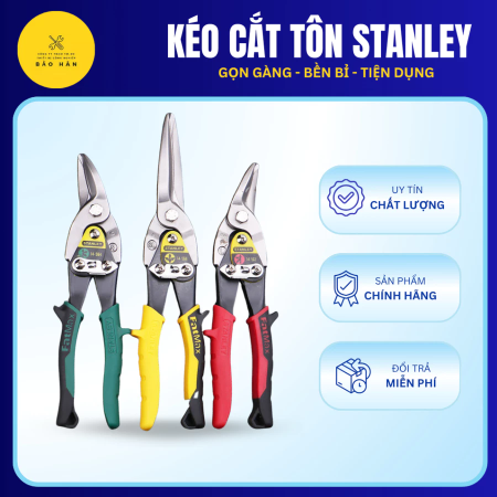 Kéo cắt tôn Stanley 10 inch – Kéo cộng lực cắt thép, nhôm, inox, xương thạch cao cao cấp