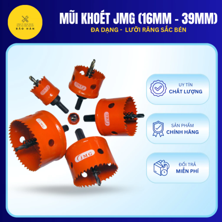 Mũi Khoét Lỗ Tròn JMG 16mm-39mm – Mũi Khoan Đa Năng Khoan Sắt, Inox, Nhựa, Gỗ, Phù Hợp Tất Cả Các Vật Liệu