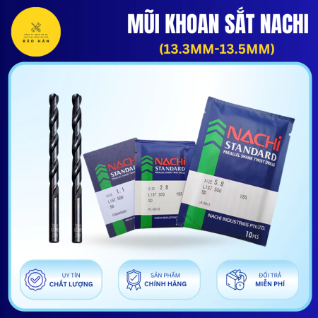 Mũi Khoan NACHI Cao Cấp (13.3-13.5mm) - Khoan Sắt, Gỗ, Inox Siêu Cứng Đa Năng Chính Hãng