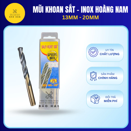 Mũi khoan sắt inox Hoàng Nam 13mm - 20mm chính hãng, Mũi khoan thép cao cấp, sắc bén, bền bỉ (Pháp)