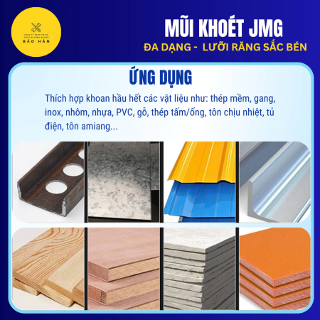 Mũi Khoét Lỗ Tròn Đa Năng JMG 40mm - 59mm – Mũi Khoan Sắt, Inox, Nhựa, Gỗ, Thạch Cao
