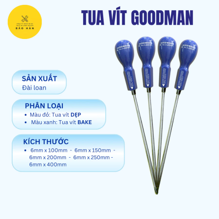 Tua Vít Bake Dẹp Goodman Chính Hãng Đủ Size (Size 6mm), Tô Vít 4 Cạnh 2 Cạnh Cao Cấp Đa Năng,