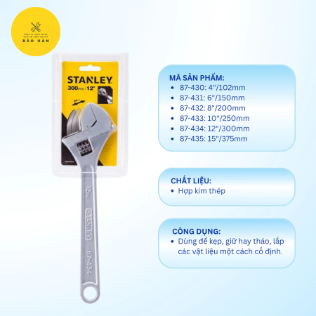Mỏ Lết Stanley Chính Hãng Đa Kích Thước 4in/6in/8in/10in/12in/15in, Mỏ Lết Cầm Tay Đa Năng Cao Cấp